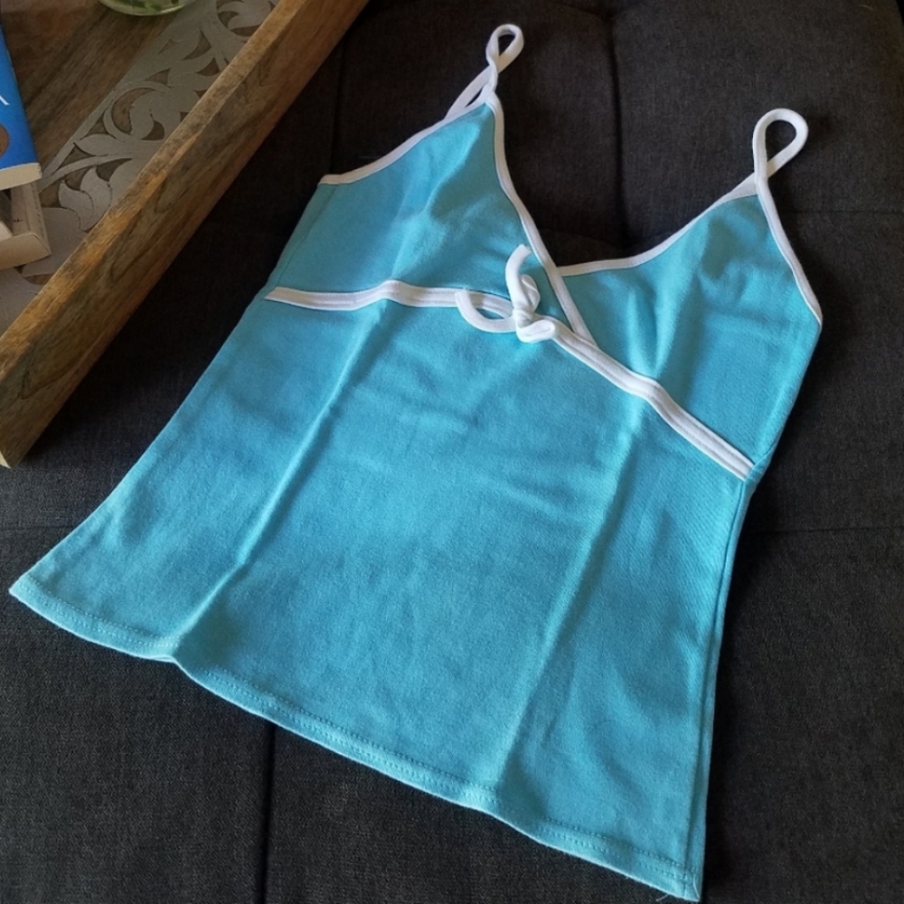 Sexy Y2K Fitted Turquoise Wrap Cami Top from London